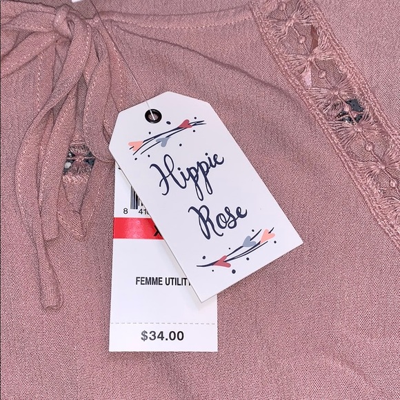 Hippie Rose-Crochet Inset Top NWT - Picture 6 of 8